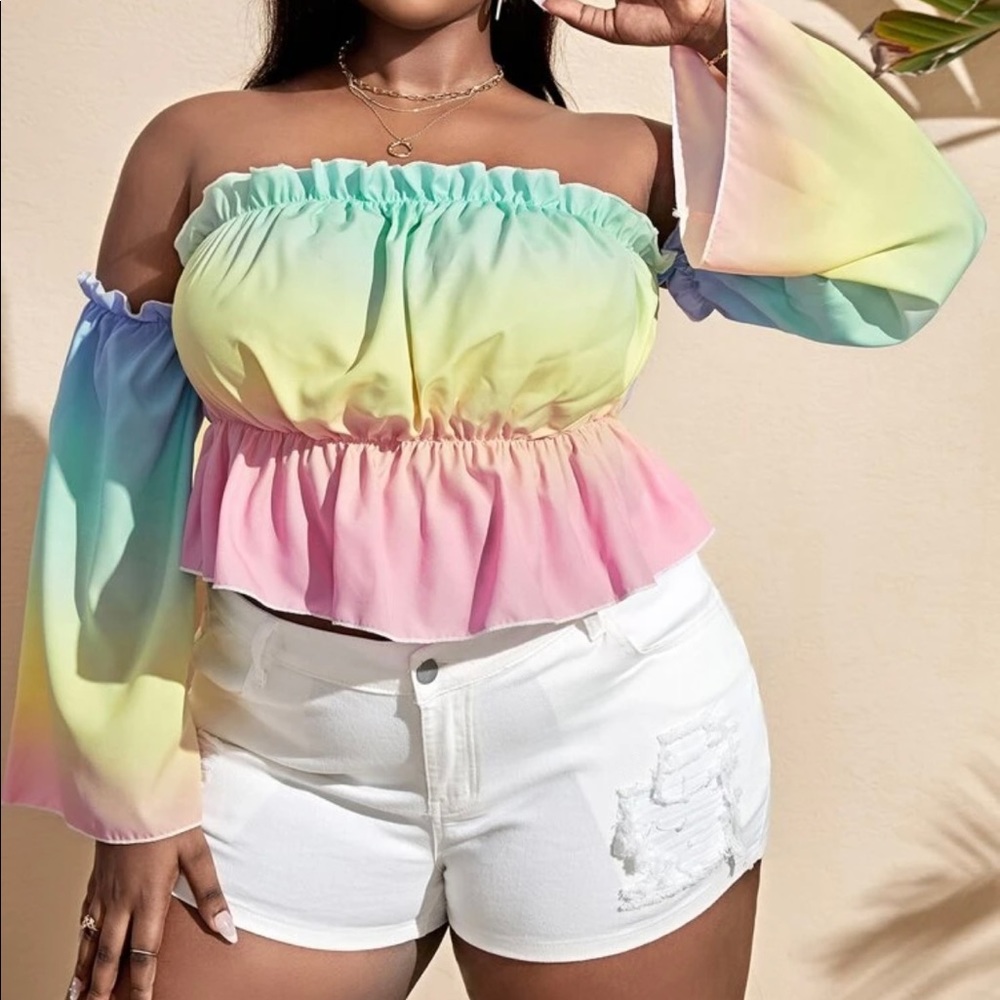 2/$15 NWT PLUS Ombré off the Shoulder Top